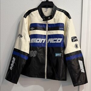 Monaco racing Black and White Jacket with Blue Accents